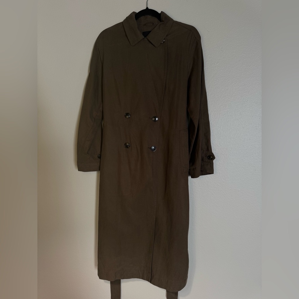Madewell Belted Trench in Drapey Twill - Dark Olive - Size Small